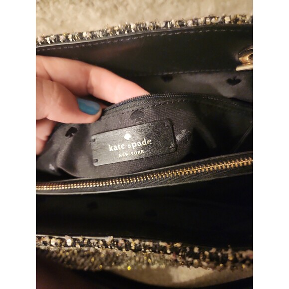 Kate Spade Black & Gold Tweed Quilted Tote Bag - Picture 8 of 11